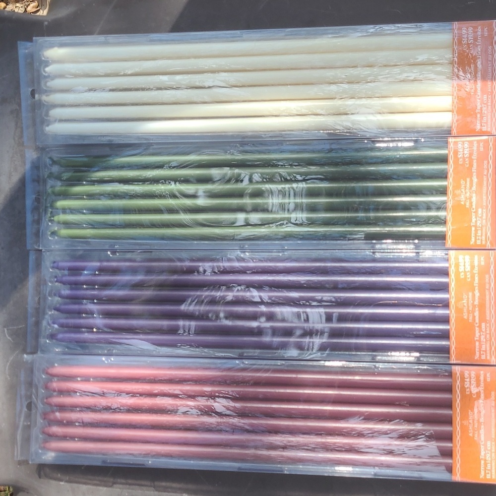 Ashland Elegant Narrow Taper Candles - Burgundy, Navy, Forest Green, or Ivory